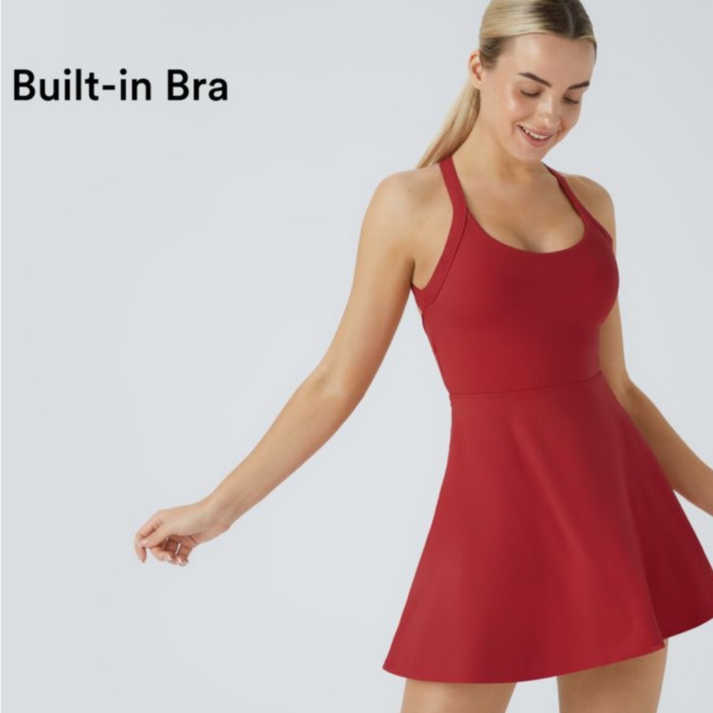 Halara Softly Zero Airy Red athletic Dress with Built-in Bra